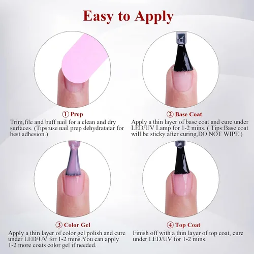 Vista 7 de Ozzeal - Esmalte en gel Apple Red - 15ml, esmalte LED UV de absorción para manicura, salón y DIY en casa - Kit de inicio para mujeres y niñas