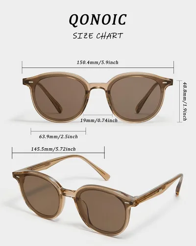 Vista 6 de Qonoic Gafas de sol redondas retro para mujer, estilo vintage, clásicas, con protección UV