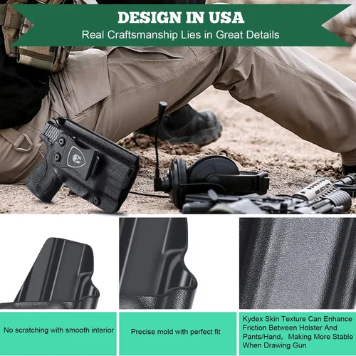 Vista 5 de M&P 9 Shield M2.0 - Funda NTS con láser rojo y verde integrada, no es compatible con M&P Shield y Crimson Trace Laser Instalar por separado