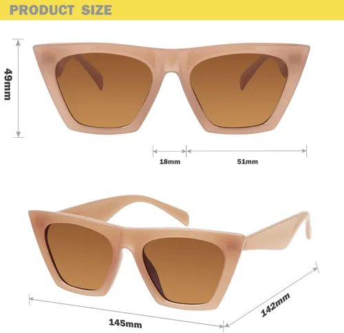 Vista 4 de mosanana Gafas de sol cuadradas de ojo de gato para mujer modelo de estilo moderno modelo -SHINE
