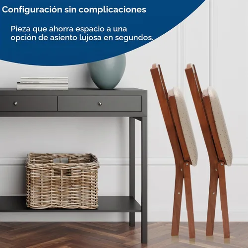 Vista 4 de Stakmore Simple Mission - Juego de 2 sillas de comedor plegables de madera Chery