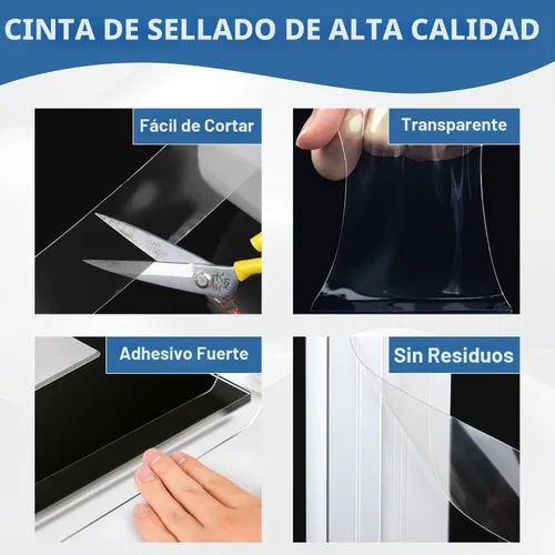 Vista 5 de Cinta de sellado para ventanas 2 pulgadas x 10 metros Aislamiento de corrientes de aire Sin residuos Adhesivo removible Impermeable Para ventanas