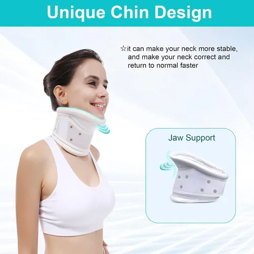 Vista 5 de Collar cervical mejorado con soporte de barbilla para alivio rígido, cuello cervical correcto, soporte para el dolor óseo, cuidado de la salud