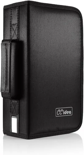 Vista 6 de CCidea Funda para CD y DVD, capacidad de 128 fundas de DVD, organizador de plástico para CD, cartera portátil para viajes en casa (negro)