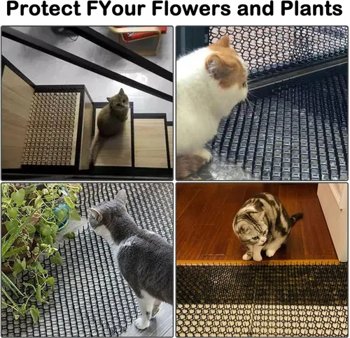 Vista 5 de Fhiny Tapete disuasorio para gatos de 8 x 16 pulgadas, paquete de 12 alfombrillas para gatos con pico repelente de gatos para cobertura de gatitos