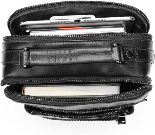 Vista 4 de NIUCUNZH Bolso bandolera pequeño de cuero genuino para hombre, bolso bandolera para hombre