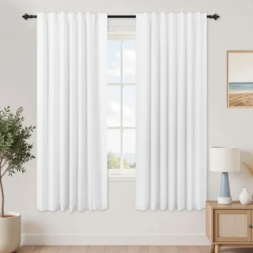 Vista 30 de KOUFALL - Cortinas de medio estilo francés de lino para ventana, juego de 2 cortinas cortas de 40 pulgadas de longitud, para privacidad, cortinas