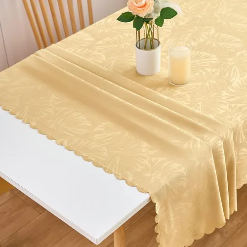 Vista 62 de Mantel Redondo Aqua Jacquard Pequeño de 40 Pulgadas, Manteles para Mesas de hasta 26" de Diámetro, Impermeable, Lavable, Sin Arrugas, Tela Suave