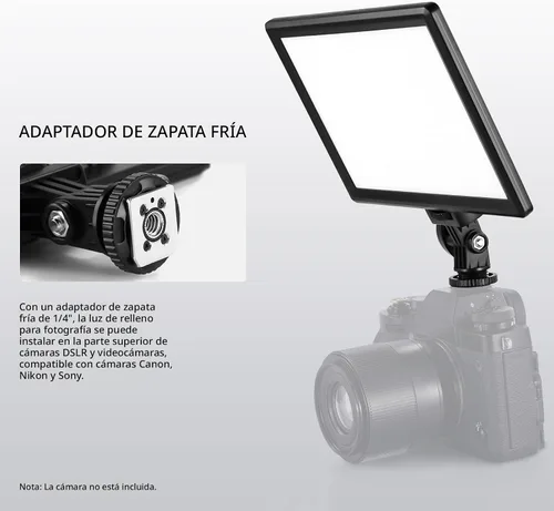 Vista 6 de NEEWER Panel de luz de video LED de 9" regulable con iluminación suave para cámara DSLR con mini trípode de escritorio, puertos USB tipo C