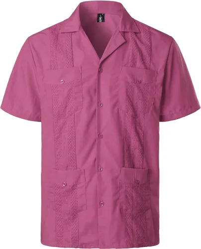 Vista 8 de VATPAVE - Camisas de manga corta con botones estilo guayabera cubana para hombre