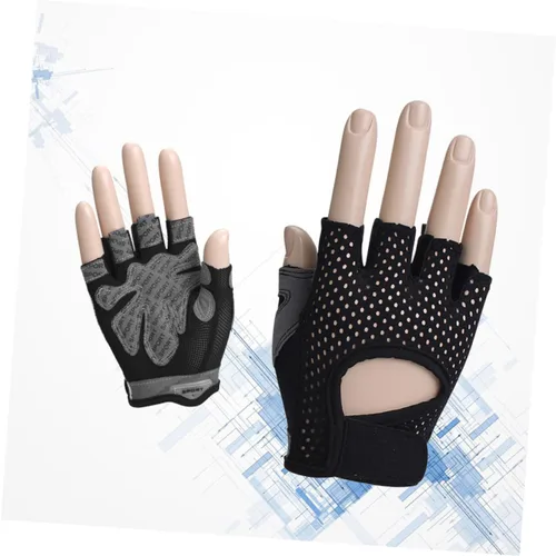 Vista 9 de Women Sports Half Finger Training Gloves with Anti-Slip Silicone Palm Breathable Sweat-Absorbing Fitness Gloves for Weightlifting and Dumbbell