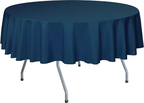 Vista 6 de Ultimate Textile Mantel redondo de lino de poliéster de 84 pulgadas, color azul marino