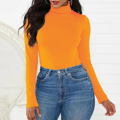 Vista 4 de American Trends Body moldeador para mujer, de manga larga, cuello alto, color negro
