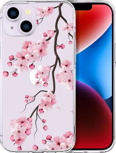 Vista 12 de Compatible con iPhone 14, funda transparente y bonita para mujeres y niñas, diseño floral, diseño floral femenino, funda para teléfono 14