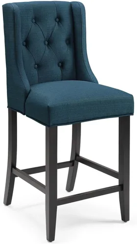 Vista 4 de Modway Baronet - Juego de 2 taburetes tapizados de tela con botones copetudos, color azul