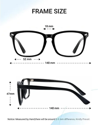 Vista 6 de EYLRIM Gafas de lente transparente con marco cuadrado sin receta