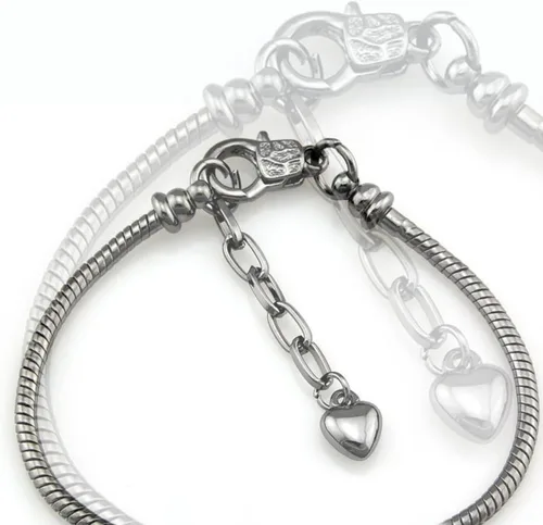 Vista 4 de rubyca 5pcs langosta estilo europeo serpiente cadena pulseras Fit Encanto Beads 16tamaño de 23cm Elegir color, Negro Gunmetal