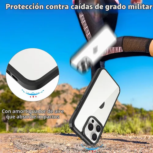Vista 5 de JJGoo Compatible con iPhone 16 Pro Max Funda transparente, transparente a prueba de golpes, funda protectora trasera de policarbonato duro