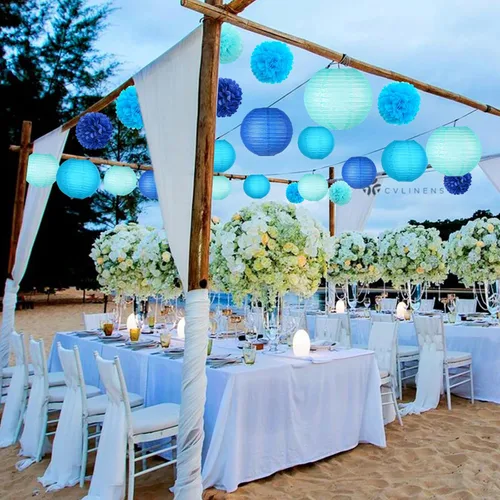 Vista 6 de KAXIXI 15 piezas de decoración de fiesta azul marino, pompones de papel de seda fáciles de montar y bolas de panal para graduación 2026, baby
