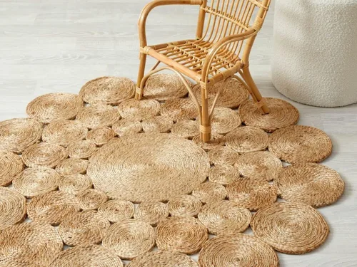Vista 13 de GRUHUM Alfombra de Área de Yute Tejida a Mano de 3 pies de Fibra Natural Redonda Boho Rústica de Granja Vintage Suave Trenzada Reversible