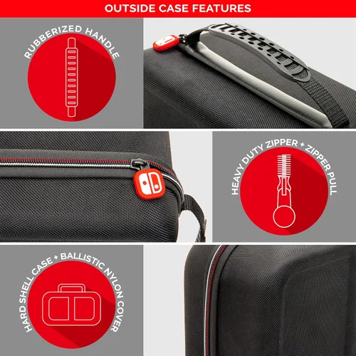 Vista 3 de Nintendo Switch System Carrying Case Protective Deluxe Travel System Case Black Ballistic Nylon Exterior Official Nintendo Licensed Product