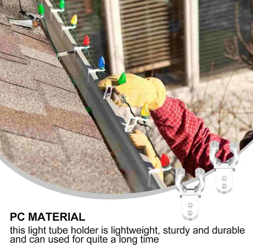 Vista 6 de Tvoip 100 clips de luz LED de 1/2 pulgada con 200 tornillos de PVC transparente para colgar en la pared al aire libre de Navidad