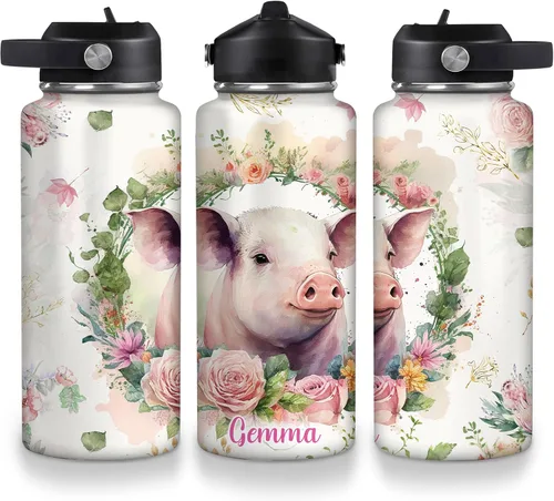 Vista 9 de Hyturtle Botella de agua de acero inoxidable con animales personalizados 19032025 D2 (abeja)