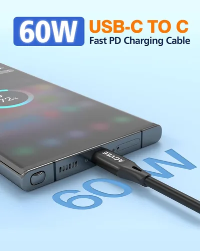Vista 3 de AGVEE Paquete de 2 cables USB-C a USB-C en espiral de 3 pies