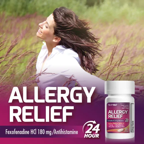 Vista 3 de HealthA2Z Clorhidrato de fexofenadina 180 mg, antihistamínico para alivio de alergias, antihistamínico 24 horas para alivio de alergias