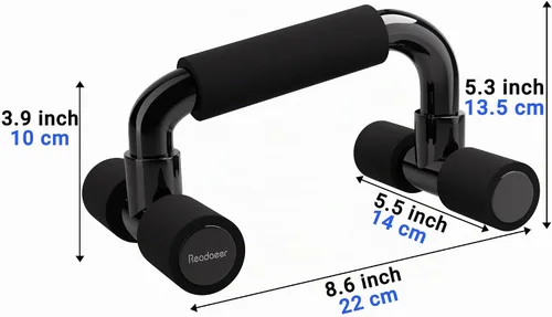 Vista 5 de READAEER Barras de Flexiones para Gimnasio, Equipo de Ejercicio, Fitness, 1 Par de Mangos de Flexiones con Agarre de Espuma Acolchada y Estructura