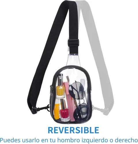 Vista 5 de Mini bolsa transparente aprobada para estadios, bolsa cruzada transparente, riñonera, bolsa de concierto, cinturón, bolsa de pecho, aprobada por