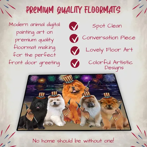 Vista 5 de Doggie of the Day Chow Chow Dogs Floor Mat - 4th of July Independence Day - Best Dog Doormat - Protector Decor - Unique Portrait Art - Premium
