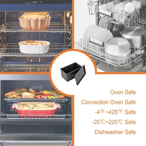 Vista 4 de CHEFMADE Molde para pan con tapa, antiadherente de 0.99 libras de capacidad de masa rectangular plana para hornear en horno