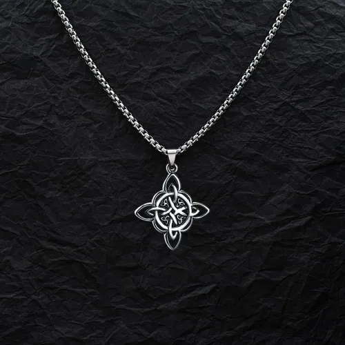 Vista 5 de NIGHTCRUZ Collar de nudo de bruja colgante de nudo celta con triquetra Trinity