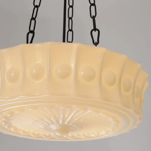 Vista 8 de Lámpara colgante de vidrio lechoso, 35.56 cm Candelabro moderno de mediados de siglo estilo escuela colgante, lámpara vintage para dormitorio