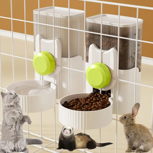 Vista 8 de Lemtrflo Comedero para conejos para jaulas, alimentador automático colgante para gatos y dispensador de agua, accesorios para jaula de hurones
