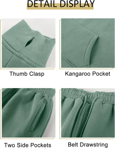Vista 96 de Kissonic Conjunto deportivo de forro polar para mujer, 2 piezas, sudadera con capucha y pantalones deportivos