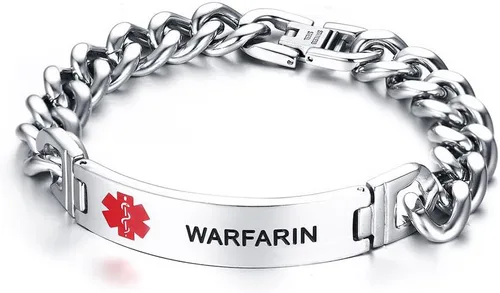 Vista 16 de VNOX Pulsera de identificación de alerta médica con grabado gratuito para hombres y mujeres, etiqueta médica, cadena de eslabones de acero inoxidable