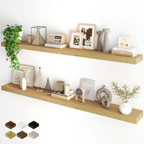 Vista 72 de Fun Memories Estantes flotantes para pared, estantes flotantes de 48 pulgadas de largo, juego de 1, estante colgante con soportes invisibles