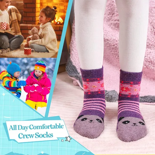 Vista 6 de Eocom - Medias de invierno cálidos de lana para niños y niñas, 6 pares