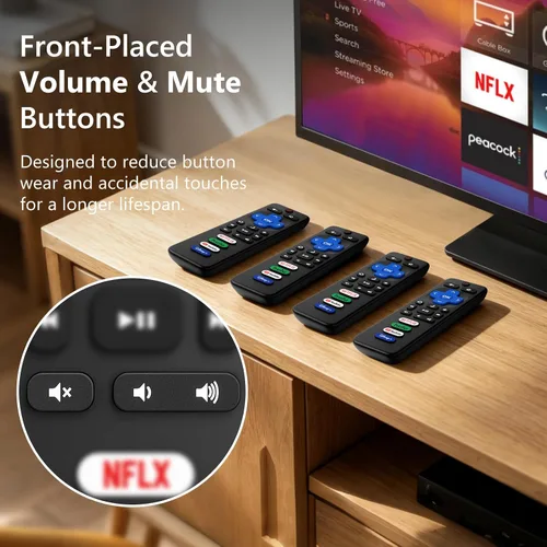 Vista 7 de (Pack of 4) for Roku-TV-Remote-Control-Replacement, Universal Remote for TCL/Onn/Hisense/Sharp/Philips Roku Smart TVs
