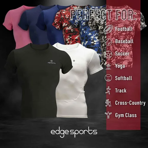 Vista 5 de Camiseta de compresión para hombre Camiseta de entrenamiento de manga corta Camiseta deportiva transpirable de secado fresco para deportes, yoga