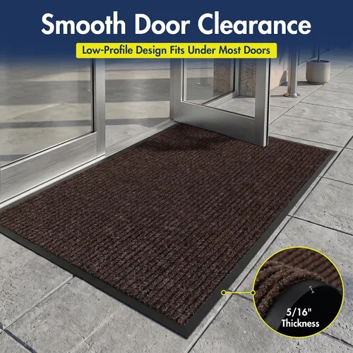 Vista 4 de Notrax 109 Alfombra de entrada con cepillo para interior/exterior, 2' x 3', alfombra absorbente y resistente al deslizamiento para entrada, marrón