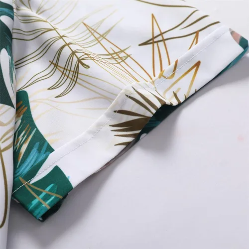 Vista 7 de Camisa hawaiana de Navidad para hombre, con botones, manga corta, ropa de playa para verano, fiesta de Papá Noel, camisas florales tropicales