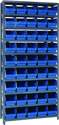 Vista 38 de Quantum QSBU-245BK Heavy Duty Shelving Unit with (7) Shelves and (24) QUS245 Black Bins for Garage Warehouse Storage Distribution 400 lb Load