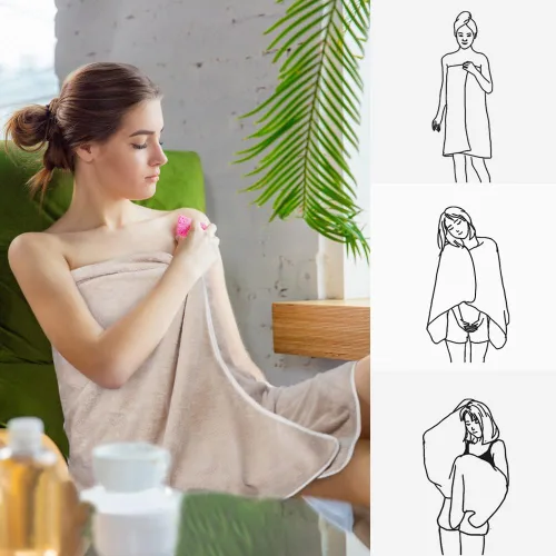 Vista 6 de KinHwa Toalla de baño de microfibra grande, toalla de baño absorbente, toallas de baño suaves, tamaño grande para mujeres y hombres, ideal para spa