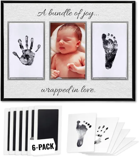 Vista 15 de Kit de manos y huellas sin tinta, placa de recuerdo de bebé y regalos de baby shower, ideal como regalo de mamá, marcos de fotos para guardería, kit