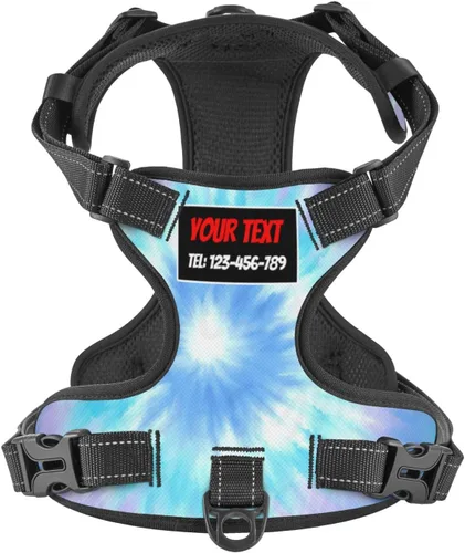 Vista 14 de Arnés personalizado para perro sin tirones, chaleco personalizado de hueso de perro con nombre de mascota, arnés reflectante ajustable personalizado