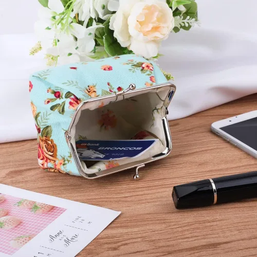 Vista 3 de Oyachic Monedero estampado vintage con hebilla y cierre de broche floral para mujeres y niñas
