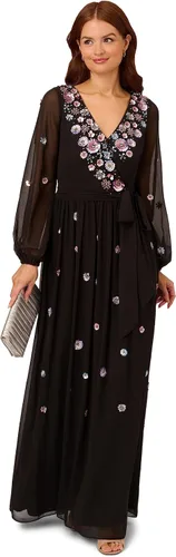 Vista 4 de Adrianna Papell Vestido de manga larga con cuentas para mujer